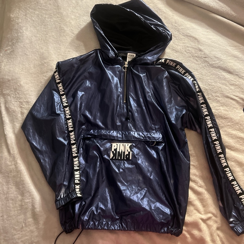 PINK Victoria's Secret Shiny Navy Jacket
